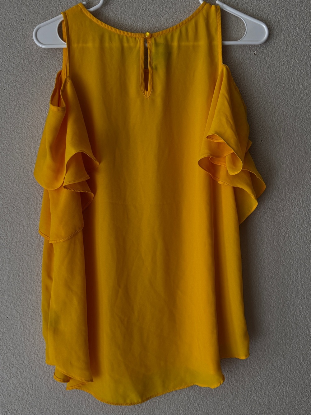 Lush Mustard Cold-Shoulder Ruffle Top - Picture 2 of 3